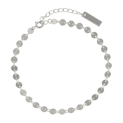 Fashion Geometry Round  Diskette 925 Sterling Silver Anklet/Bracelet - Noora & Co.