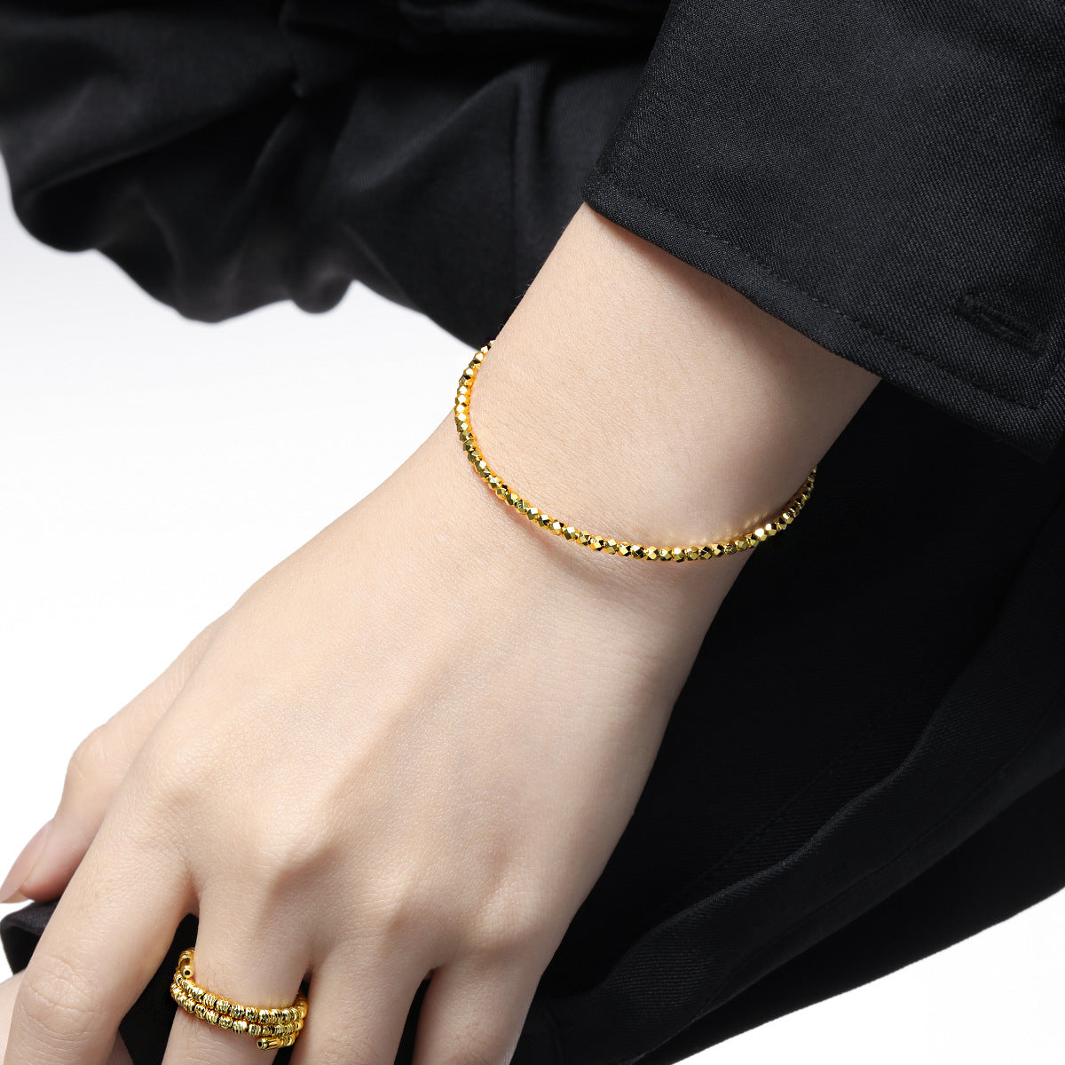 Fashion Irregular Geometry Women Carved 925 Sterling Silver Open Bangle - Noora & Co.