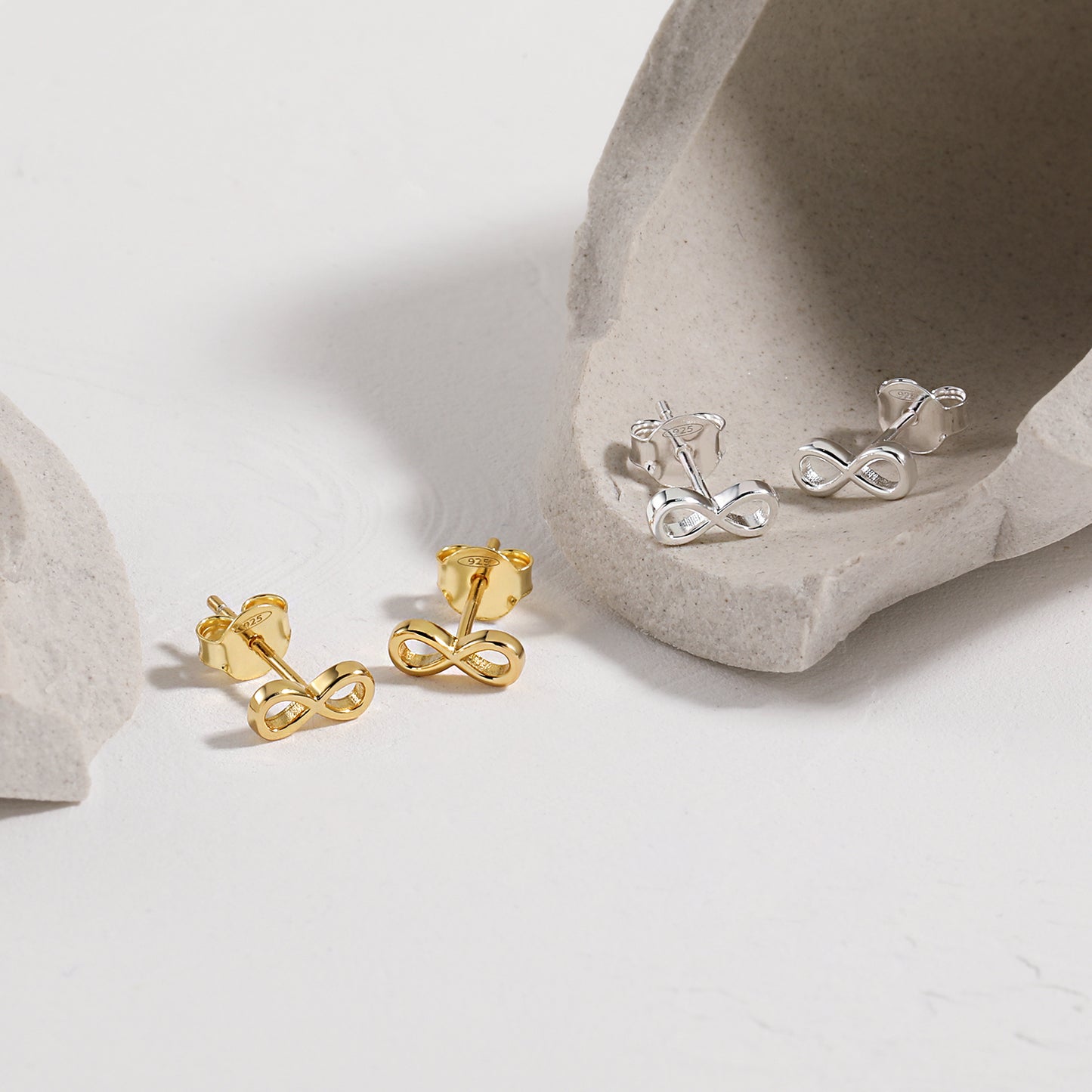 Gift Hollow Infinite ∞ 925 Sterling Silver Stud Earrings - Noora & Co.