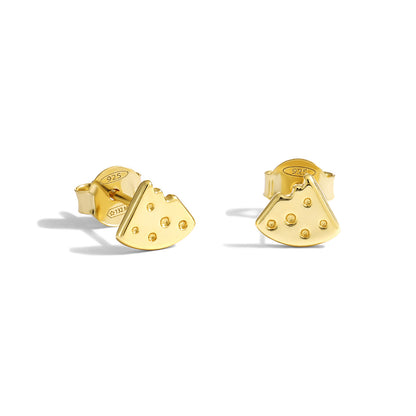 Holiday Food Bited Cheese 925 Sterling Silver Cute Stud Earrings - Noora & Co.