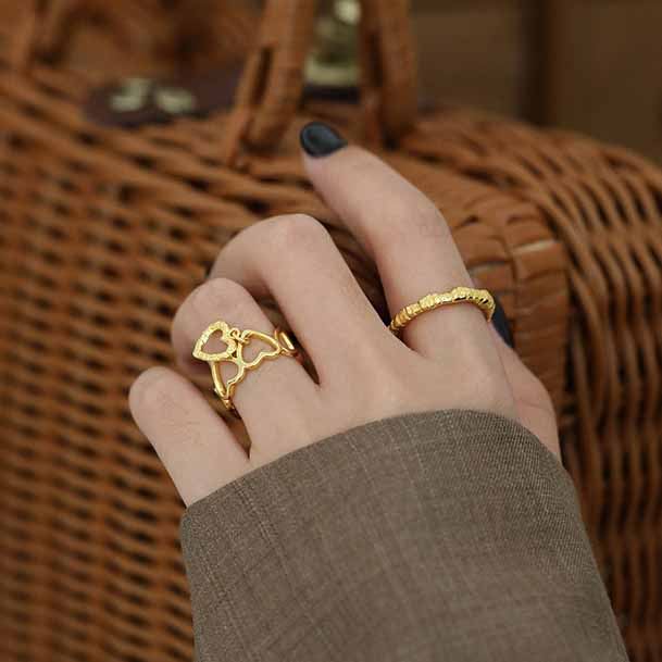 Girl Hollow Hearts 925 Sterling Silver Adjustable Ring - Noora & Co.