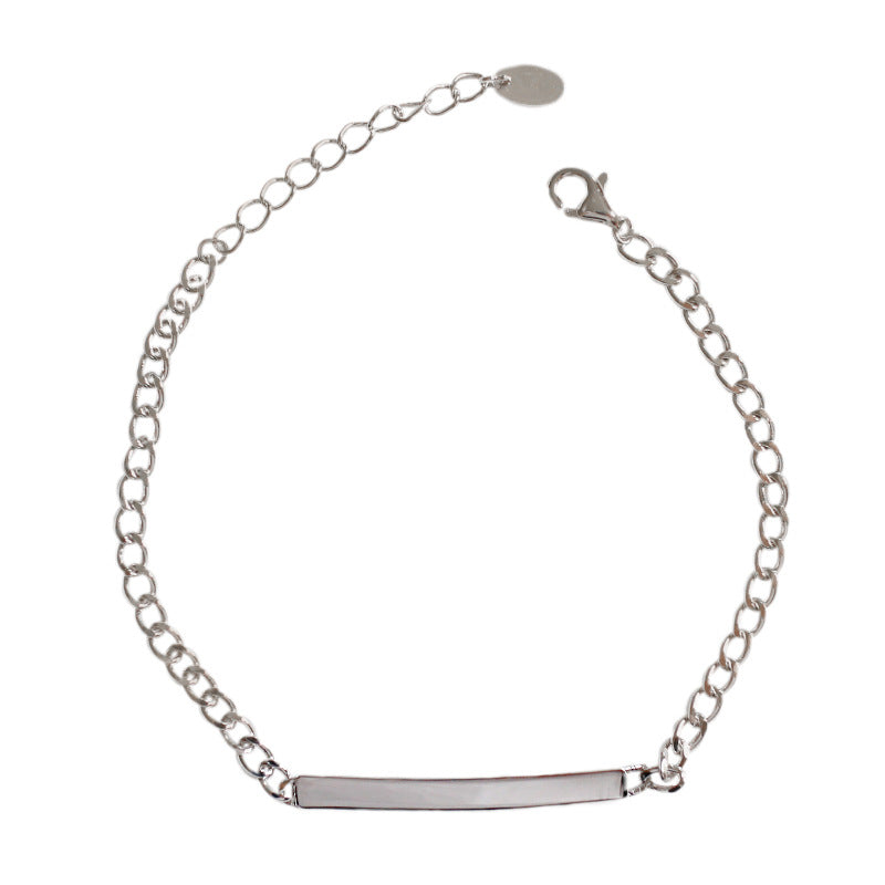 Simple Geometric Horizontal Line Solid 925 Sterling Silver Adjustable Chain Bracelet - Noora & Co.