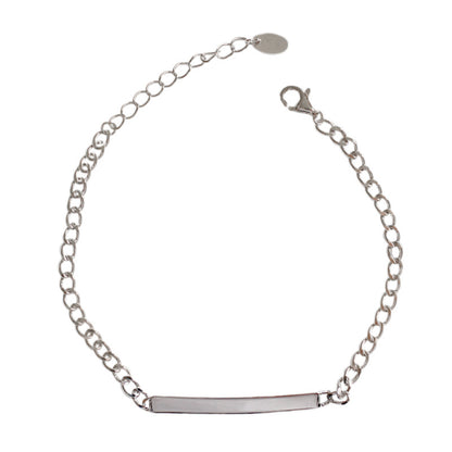 Simple Geometric Horizontal Line Solid 925 Sterling Silver Adjustable Chain Bracelet - Noora & Co.