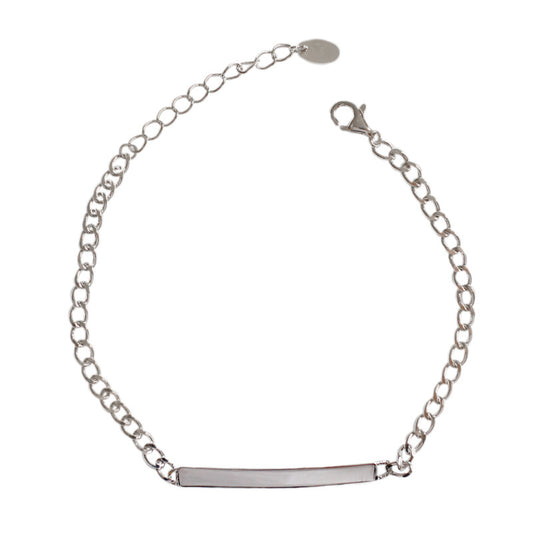 Simple Geometric Horizontal Line Solid 925 Sterling Silver Adjustable Chain Bracelet - Noora & Co.