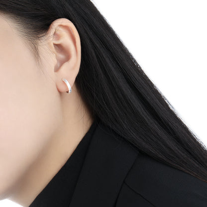 Simple Frosted Round Circle 925 Sterling Silver Hoop Earring (Single) - Noora & Co.