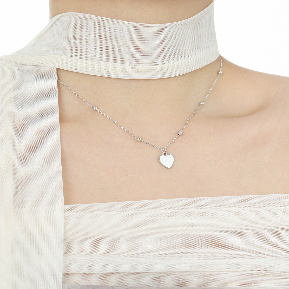 Girl Gift Simple Smoot Heart 925 Sterling Silver Necklace - Noora & Co.