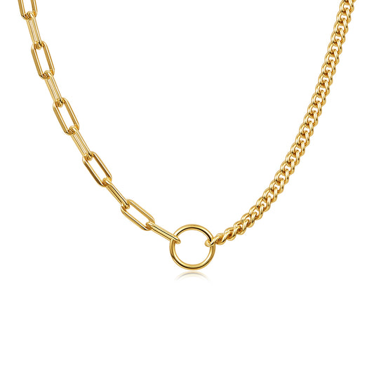 Fashion Splicing Hollow Chain 925 Sterling Silver Necklace - Noora & Co.