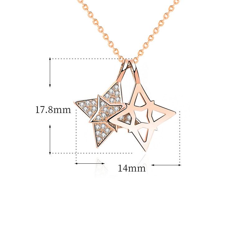 Modern CZ Quadrangular Star Hollow 925 Sterling Silver Necklace - Noora & Co.