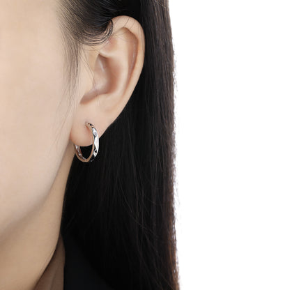 Office Causal Rhombus Carved 925 Sterling Silver Hoop Earrings - Noora & Co.