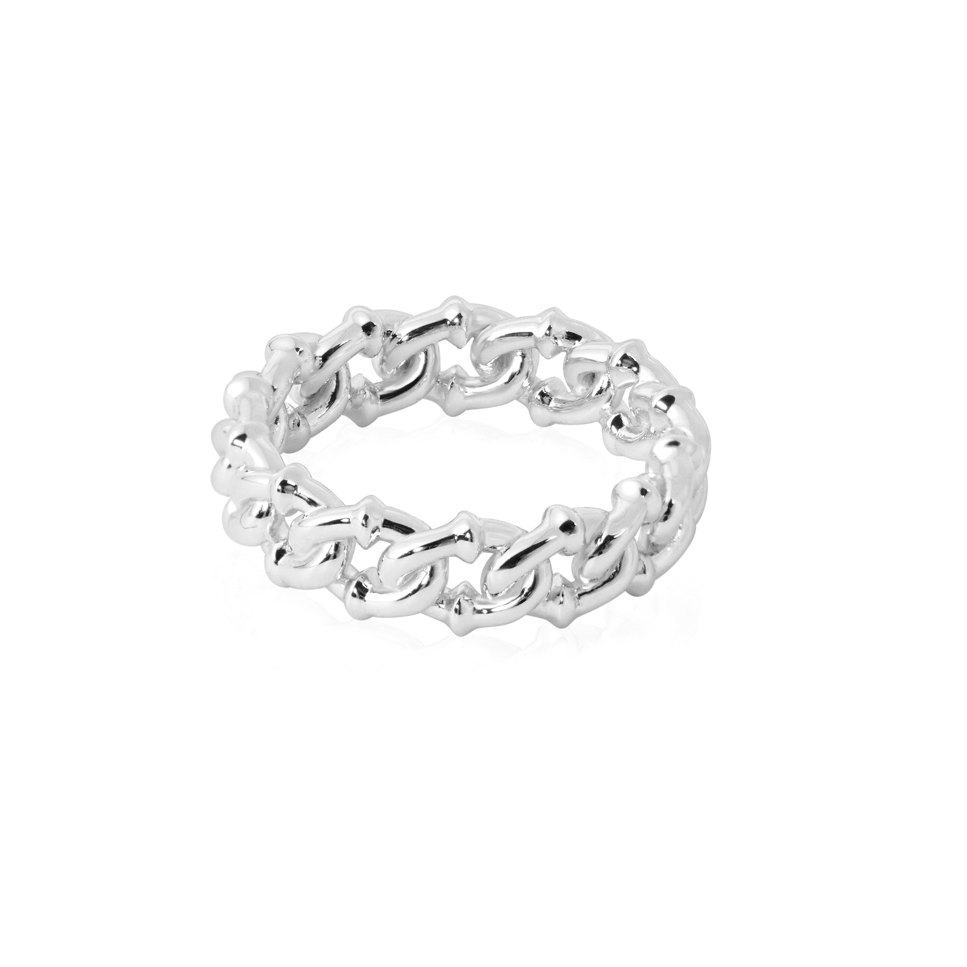 Fine Jewelry Women Hollow Curb Chain 925 Sterling Silver Yellow Gold Ring - Noora & Co.