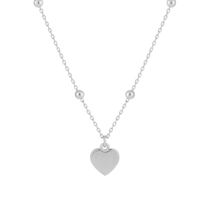 Girl Gift Simple Smoot Heart 925 Sterling Silver Necklace - Noora & Co.