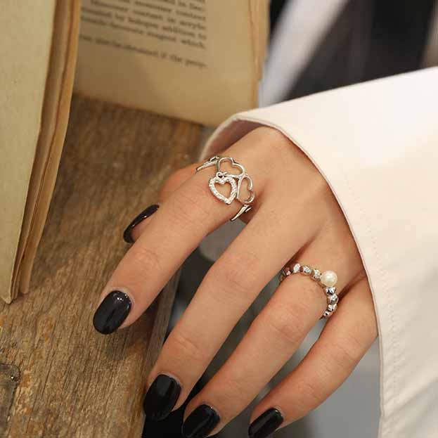 Girl Hollow Hearts 925 Sterling Silver Adjustable Ring - Noora & Co.