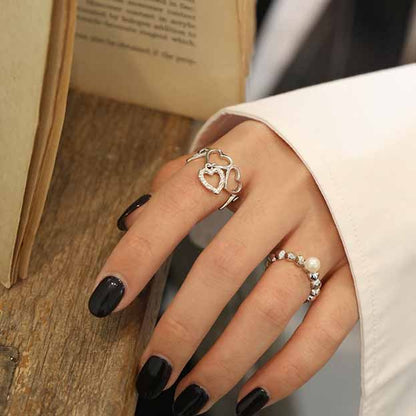 Girl Hollow Hearts 925 Sterling Silver Adjustable Ring - Noora & Co.