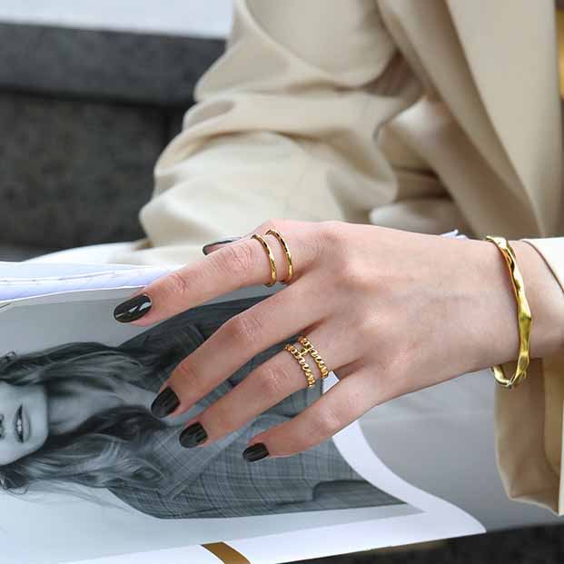 Fashion Beads Doule Layer H 925 Sterling Silver Adjustable Ring - Noora & Co.