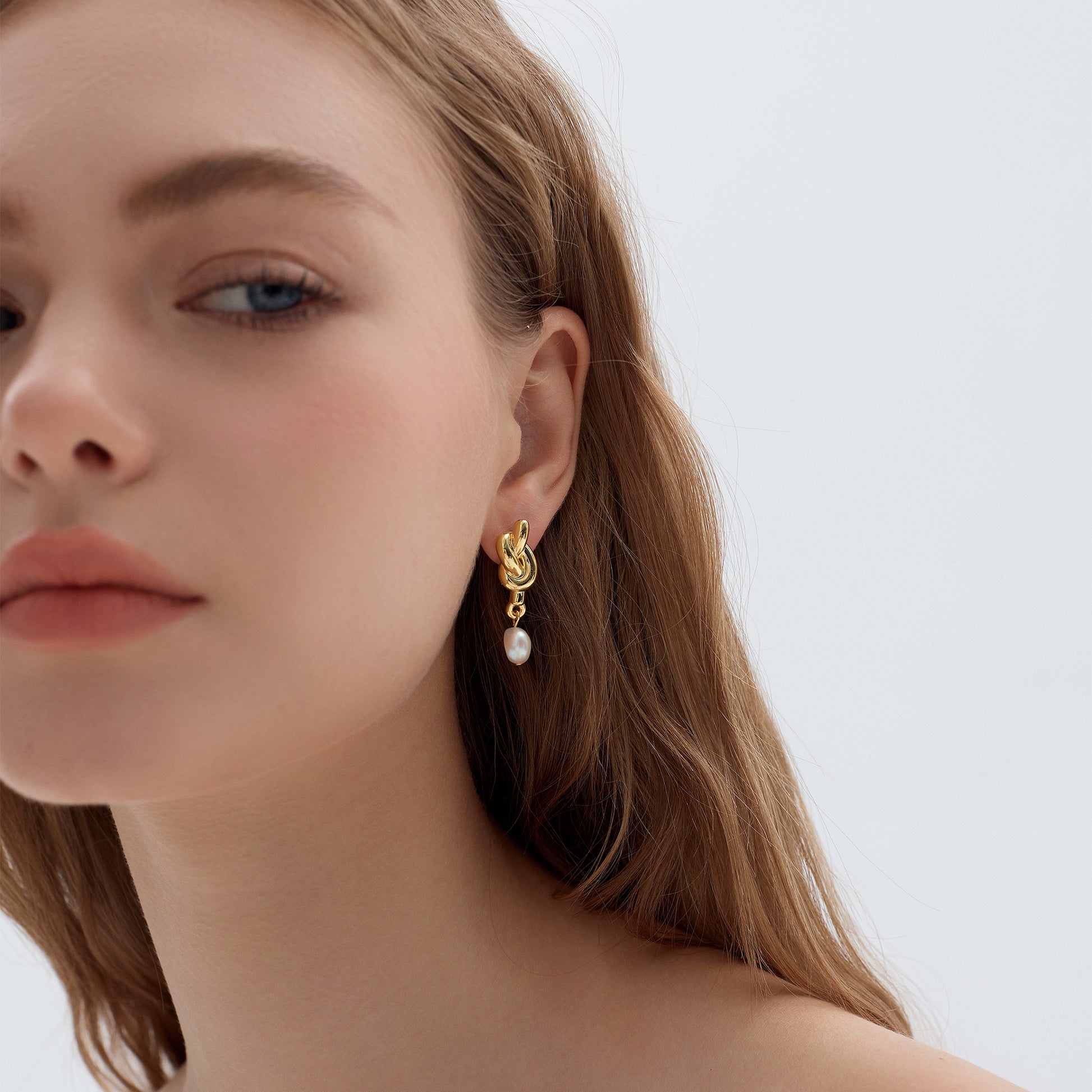 Fine Jewelry Summer Large Light Masculine Irregular Natural Pearl Knot 999 Sterling Silver Electroforming Dangling Earrings - Noora & Co.