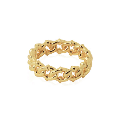 Fine Jewelry Women Hollow Curb Chain 925 Sterling Silver Yellow Gold Ring - Noora & Co.