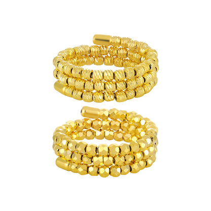 Fashion Irregular Triple Layers Rhombus Beads 925 Sterling Silver Adjustable Ring - Noora & Co.