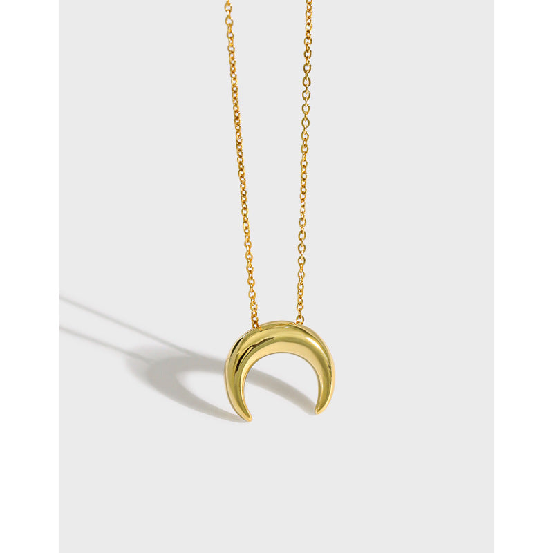 Women Crescent Moon 925 Sterling Silver Necklace - Noora & Co.