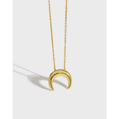 Women Crescent Moon 925 Sterling Silver Necklace - Noora & Co.