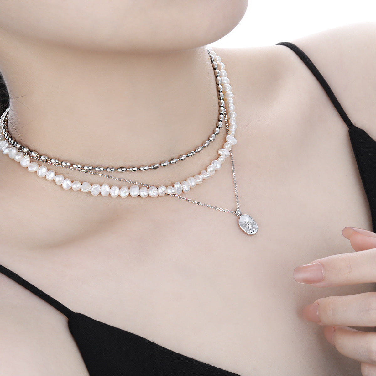 Women Geometry Shining CZ Star Geometry 925 Sterling Silver Necklace - Noora & Co.