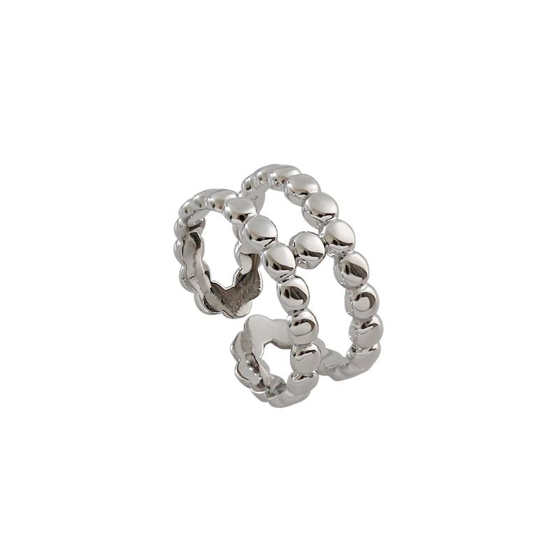 Fashion Beads Doule Layer H 925 Sterling Silver Adjustable Ring - Noora & Co.