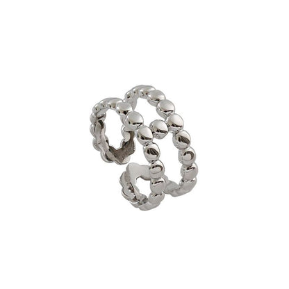 Fashion Beads Doule Layer H 925 Sterling Silver Adjustable Ring - Noora & Co.