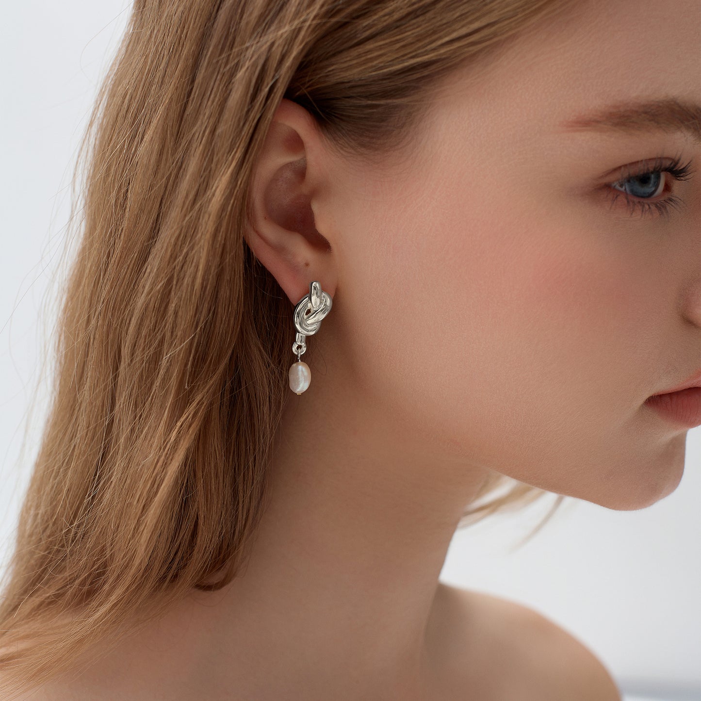 Fine Jewelry Summer Large Light Masculine Irregular Natural Pearl Knot 999 Sterling Silver Electroforming Dangling Earrings - Noora & Co.