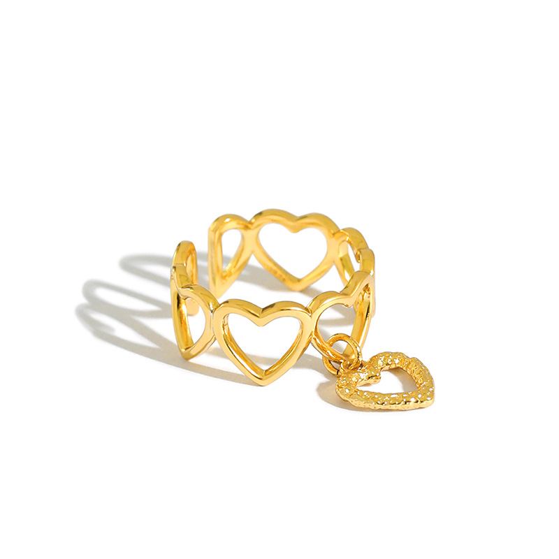 Girl Hollow Hearts 925 Sterling Silver Adjustable Ring - Noora & Co.