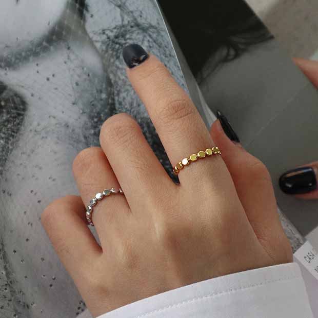 Geometry Oblate Bead 925 Sterling Silver Ring - Noora & Co.