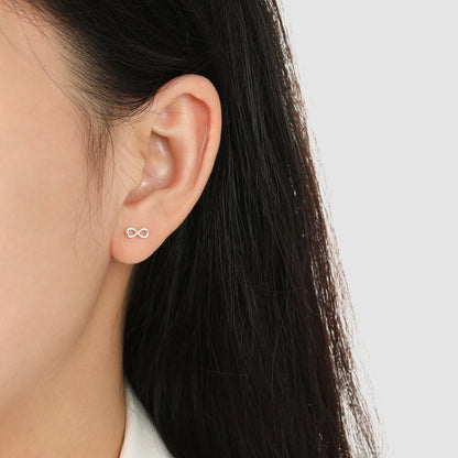 Gift Hollow Infinite ∞ 925 Sterling Silver Stud Earrings - Noora & Co.