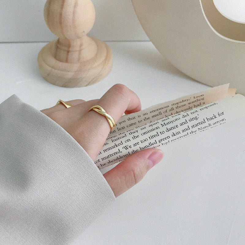 Ins Lines Cross Twisted 925 Sterling Silver Adjustable Ring - Noora & Co.