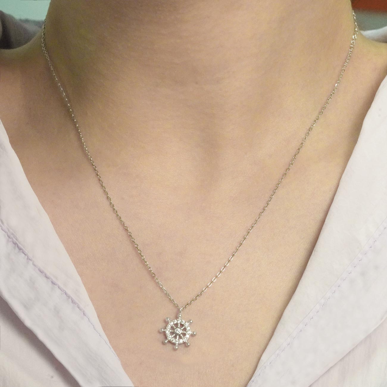 Fashion CZ Rudder 925 Sterling Silver Necklace - Noora & Co.