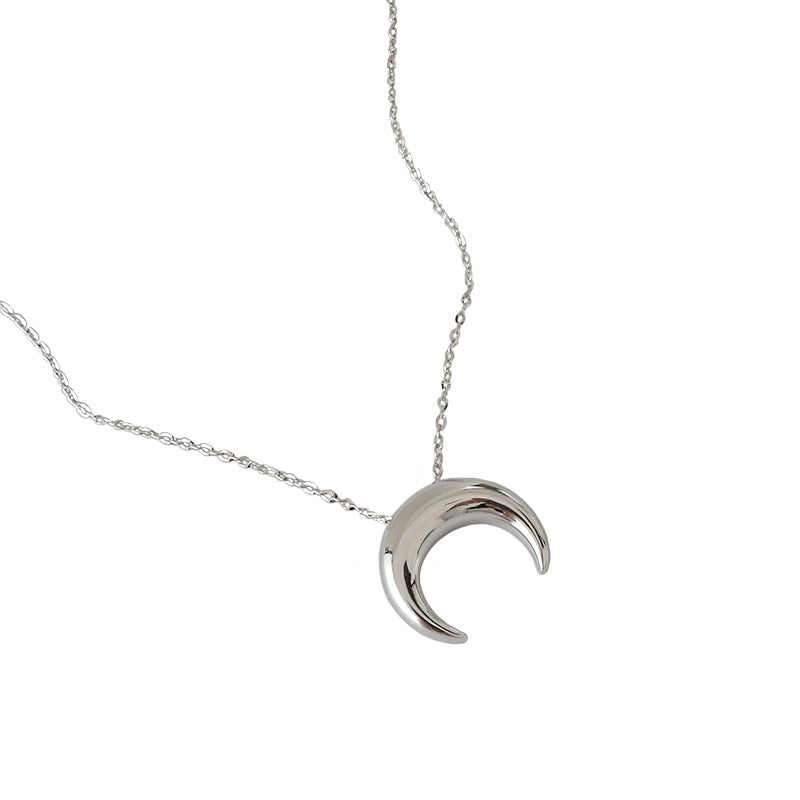 Women Crescent Moon 925 Sterling Silver Necklace - Noora & Co.