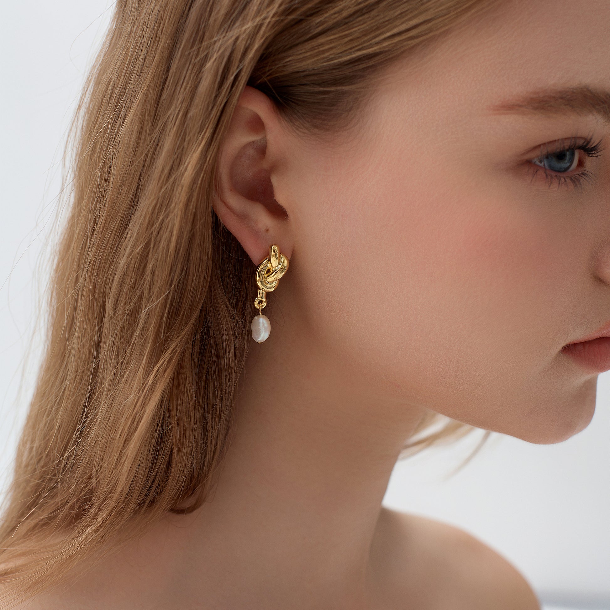 Fine Jewelry Summer Large Light Masculine Irregular Natural Pearl Knot 999 Sterling Silver Electroforming Dangling Earrings - Noora & Co.