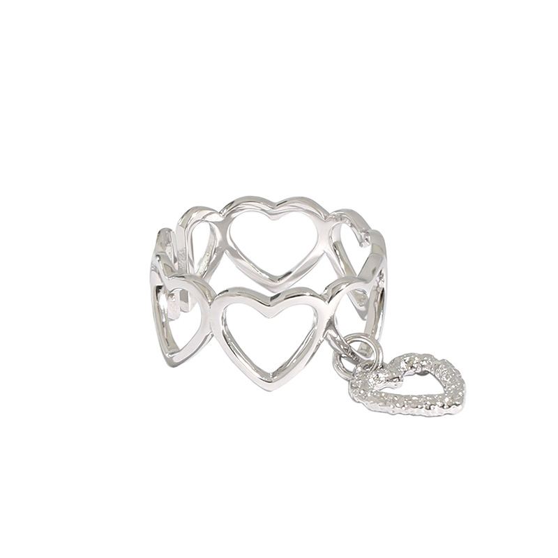 Girl Hollow Hearts 925 Sterling Silver Adjustable Ring - Noora & Co.
