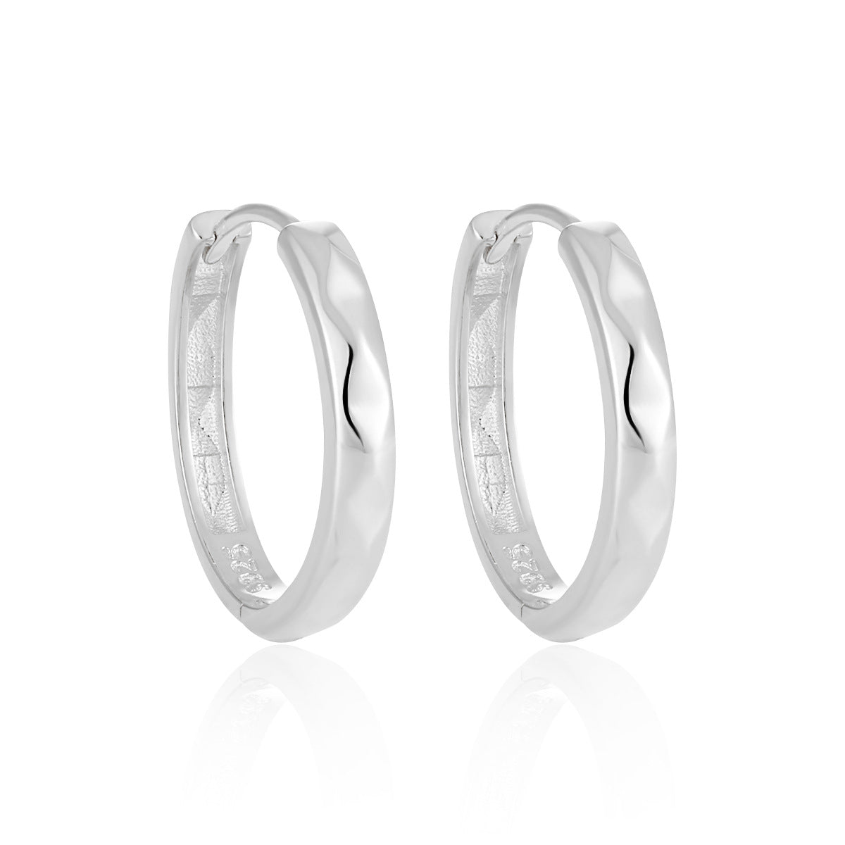 Office Causal Rhombus Carved 925 Sterling Silver Hoop Earrings - Noora & Co.