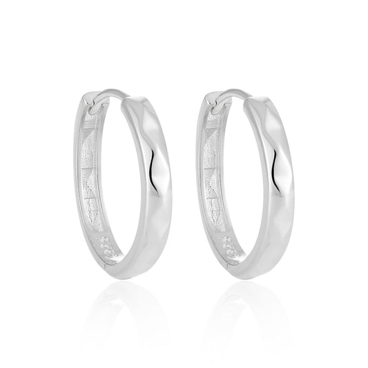 Office Causal Rhombus Carved 925 Sterling Silver Hoop Earrings - Noora & Co.