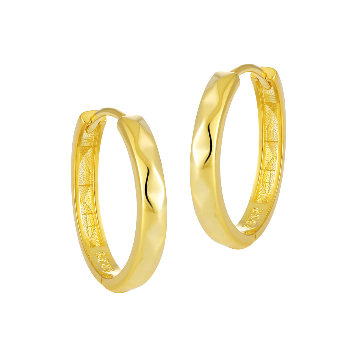 Office Causal Rhombus Carved 925 Sterling Silver Hoop Earrings - Noora & Co.