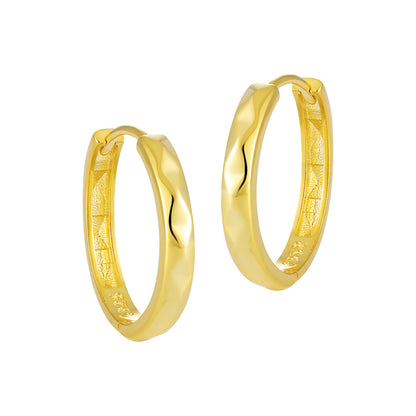 Office Causal Rhombus Carved 925 Sterling Silver Hoop Earrings - Noora & Co.